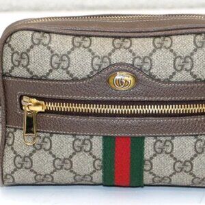 Gucci GG Supreme Monogram Web Small Ophidia Belt Bag 75/30 Dark Brown